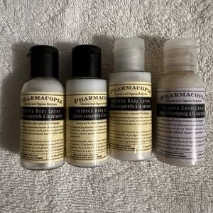 PHARMACOPIA TRAVEL TOILETRIES BUNDLE- 3 LOTIONS/ 1 HAIR CONDITIONER